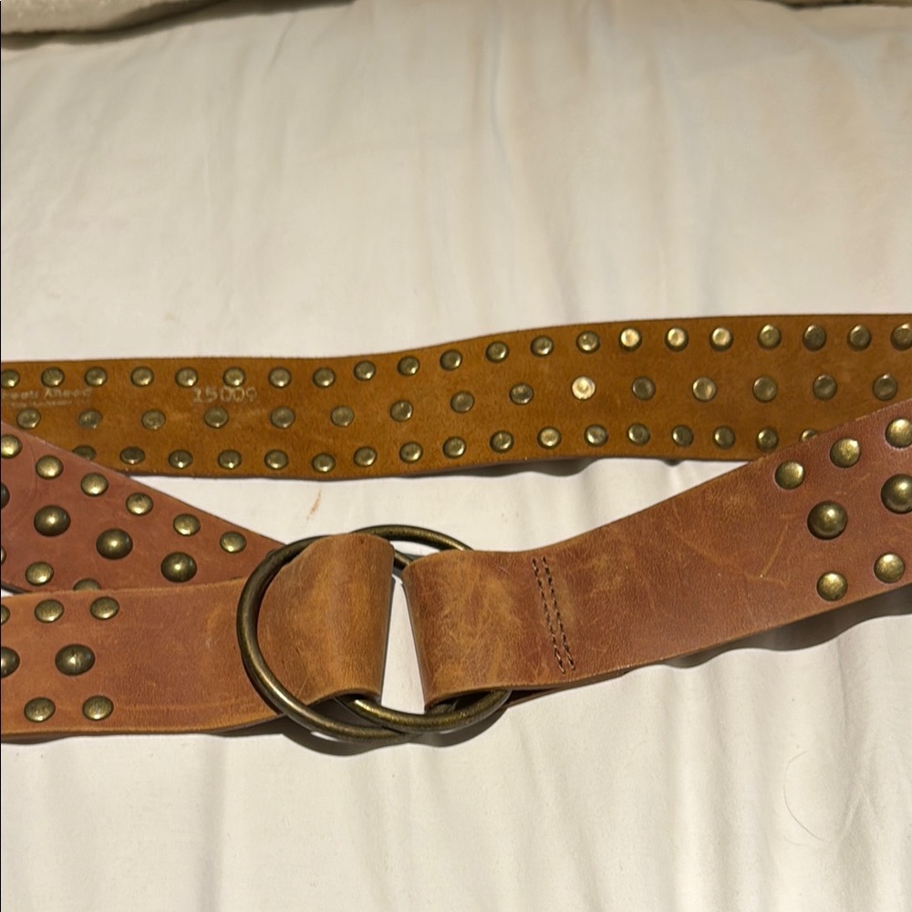 Studded Brown Leather Belt